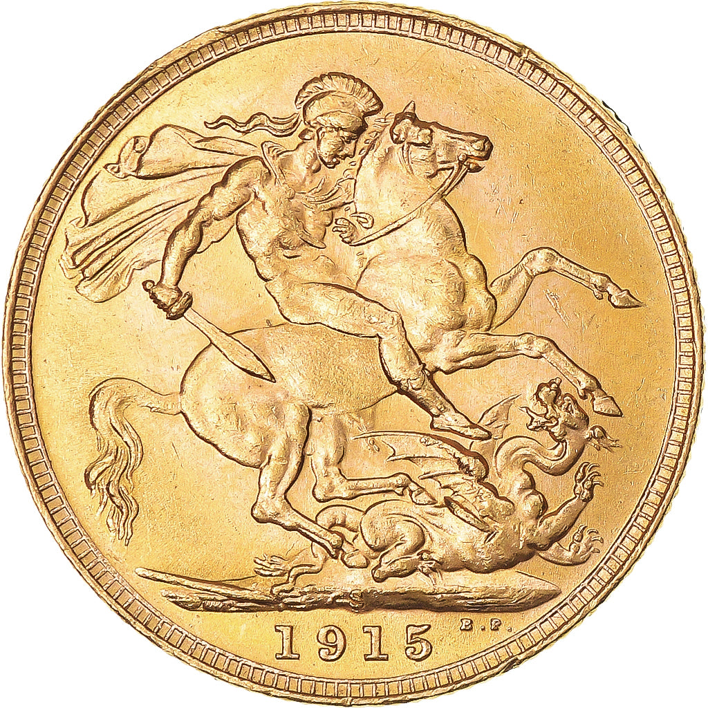 Coin, Australia, George V, Sovereign, 1915, Sydney, MS(63), Gold, KM:29