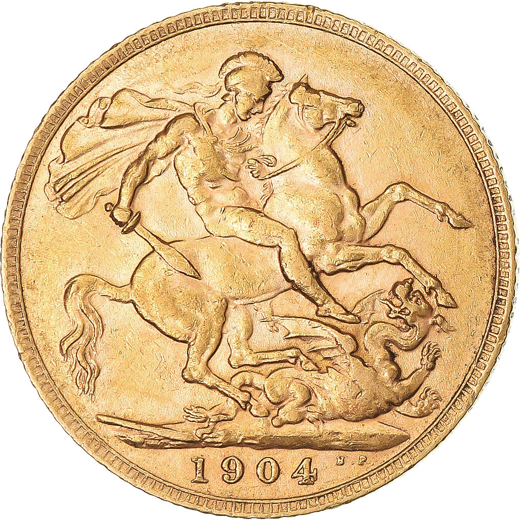 Coin, Great Britain, Edward VII, Sovereign, 1904, AU(50-53), Gold, KM:805