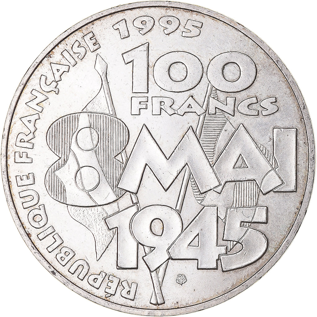 Munten, Frankrijk, 8 mai 1945, 100 Francs, 1995, PR, Zilver, KM:1116.1