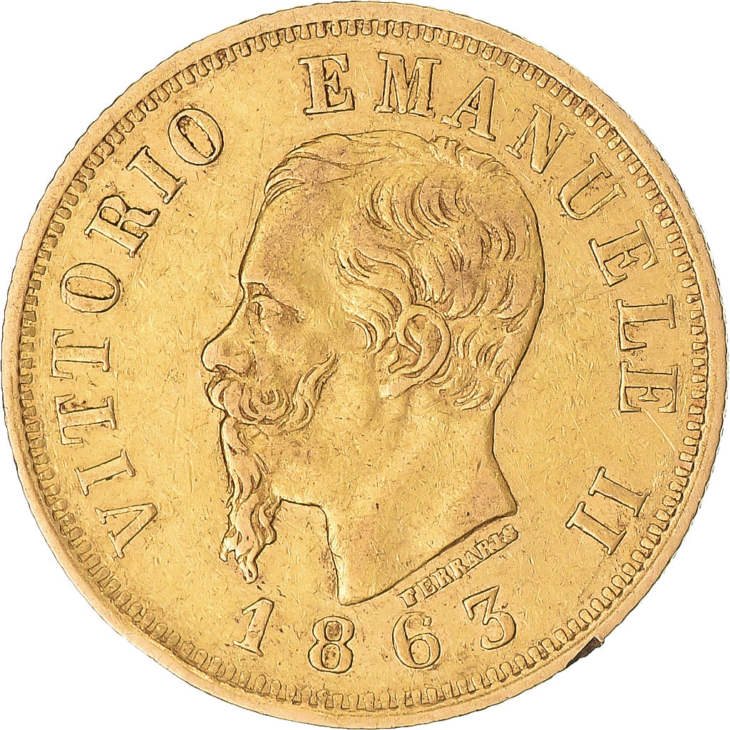 Moneta, Italia, Vittorio Emanuele II, 10 Lire, 1863, Torino, BB, Oro, KM:9.3