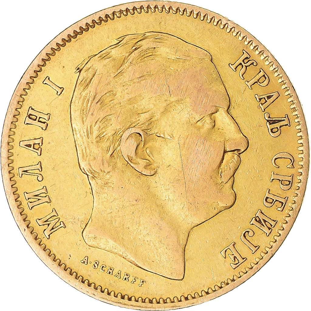 Coin, Serbia, Milan I, 10 Dinara, 1882, EF(40-45), Gold, KM:16