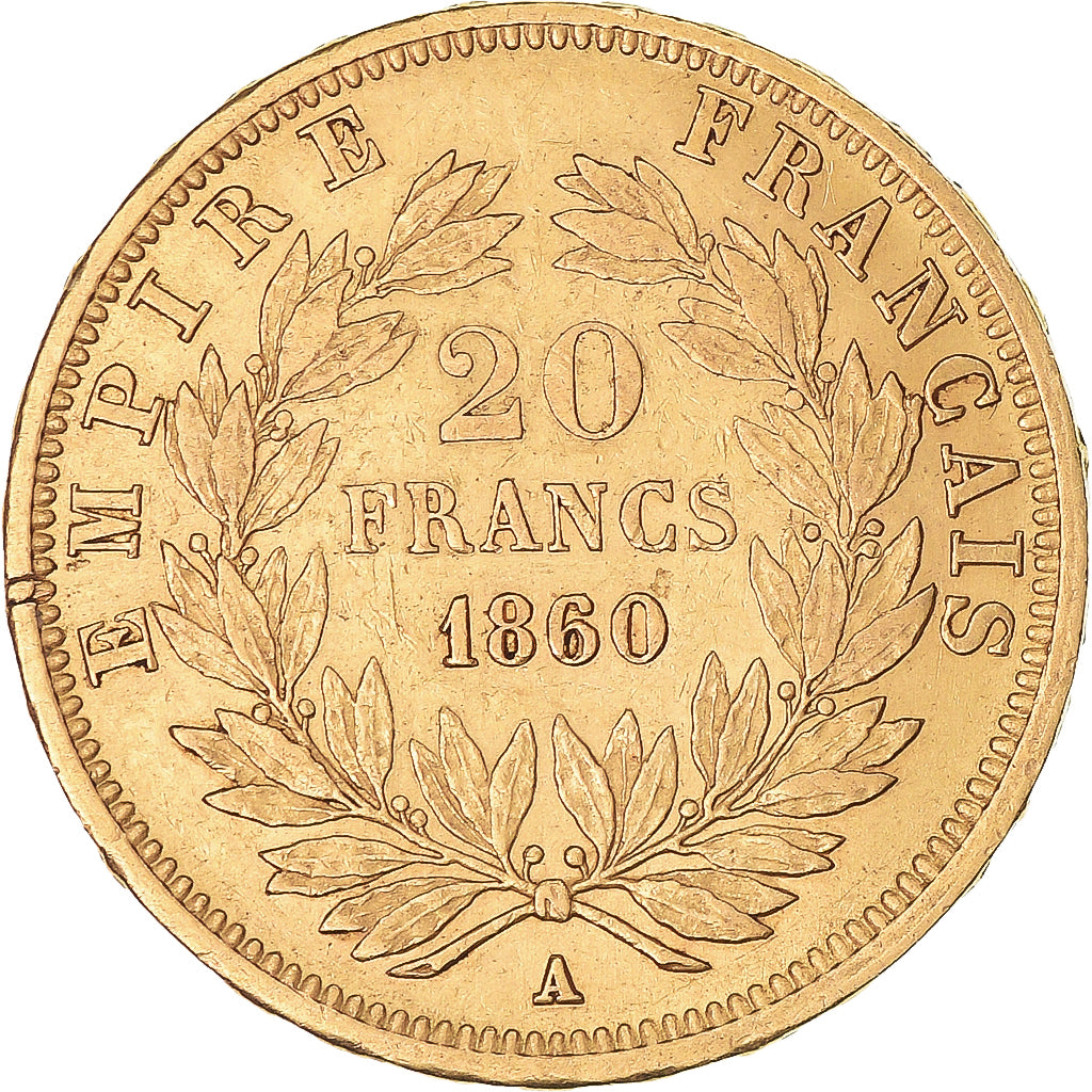 Moeda, França, Napoléon III, 20 Francs, 1860/50, Paris, EF(40-45), Dourado