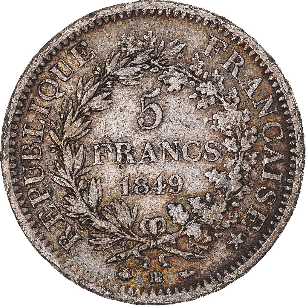 Coin, France, Hercule, 5 Francs, 1849, Strasbourg, VF(20-25), Silver, KM:756.2