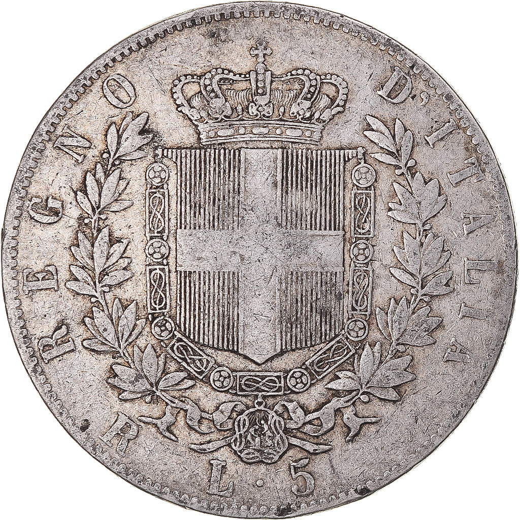 Coin, Italy, Vittorio Emanuele II, 5 Lire, 1877, Rome, VF(20-25), Silver, KM:8.4