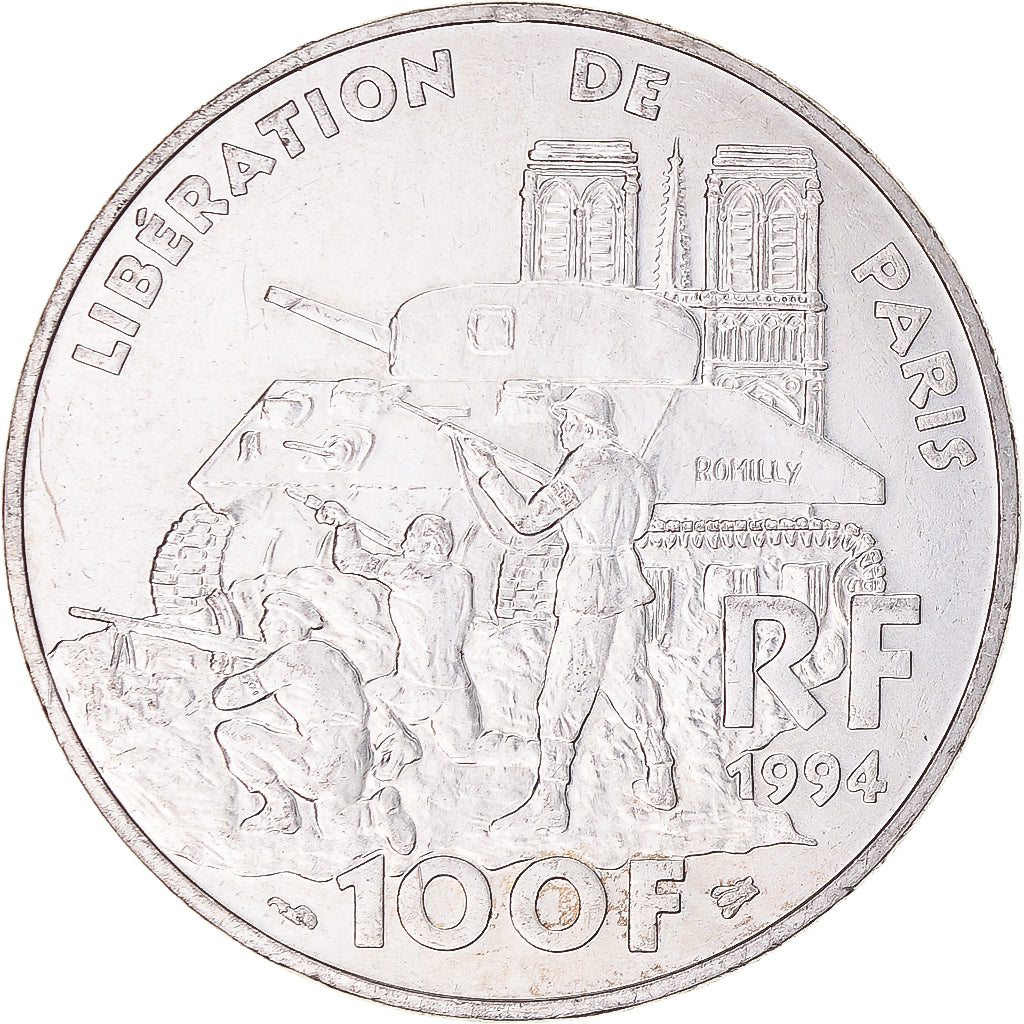 Coin, France, Libération de Paris, 100 Francs, 1994, MS(60-62), Silver