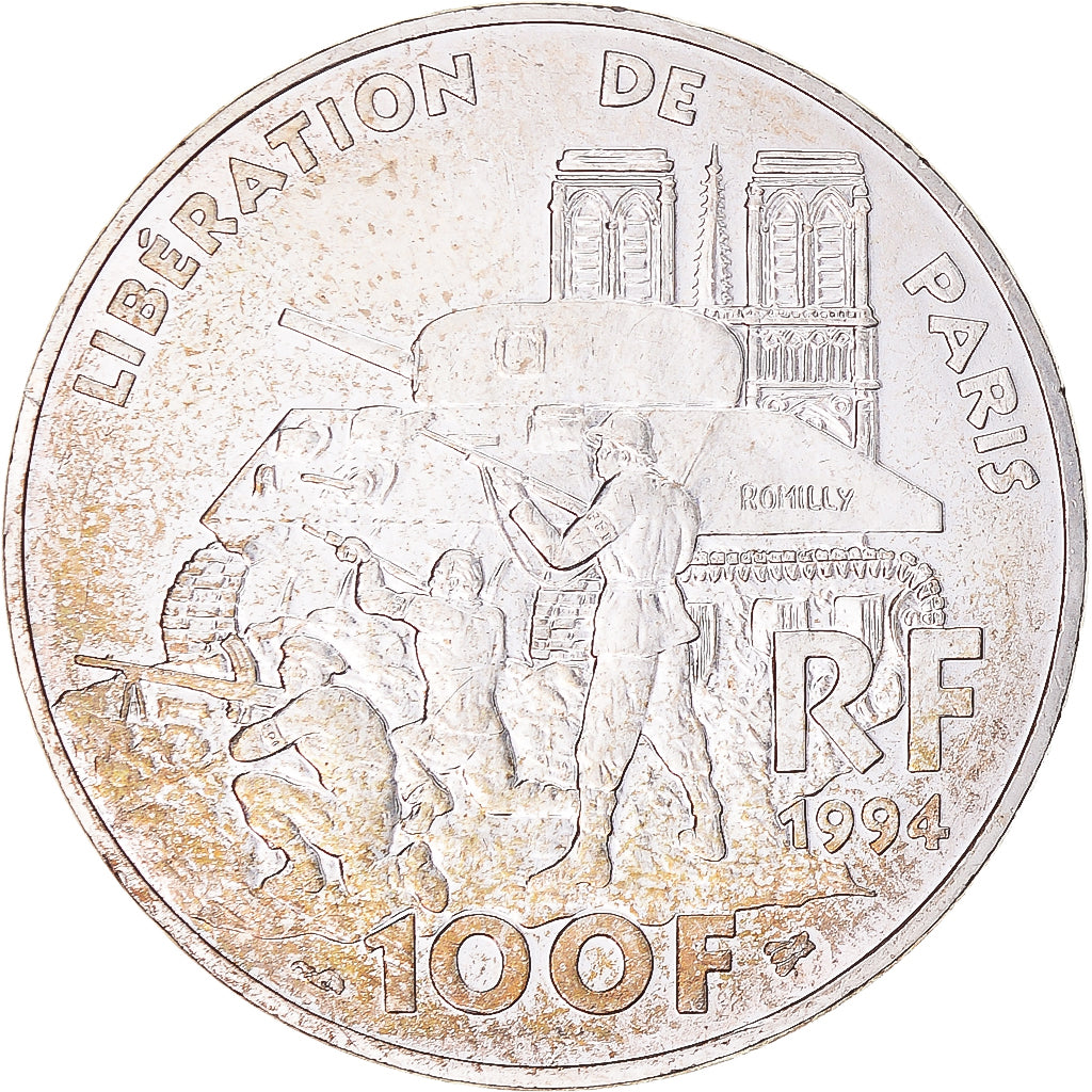 Coin, France, Libération de Paris, 100 Francs, 1994, MS(60-62), Silver