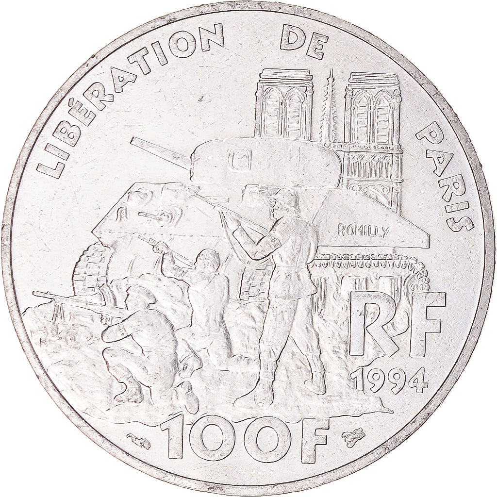 Coin, France, Libération de Paris, 100 Francs, 1994, MS(60-62), Silver