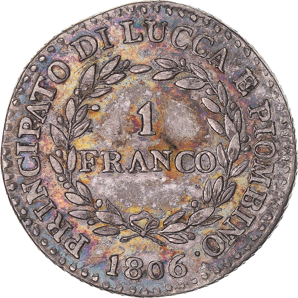 Moneda, Estados italianos, LUCCA, Felix and Elisa, Franco, 1806, Firenze, MBC