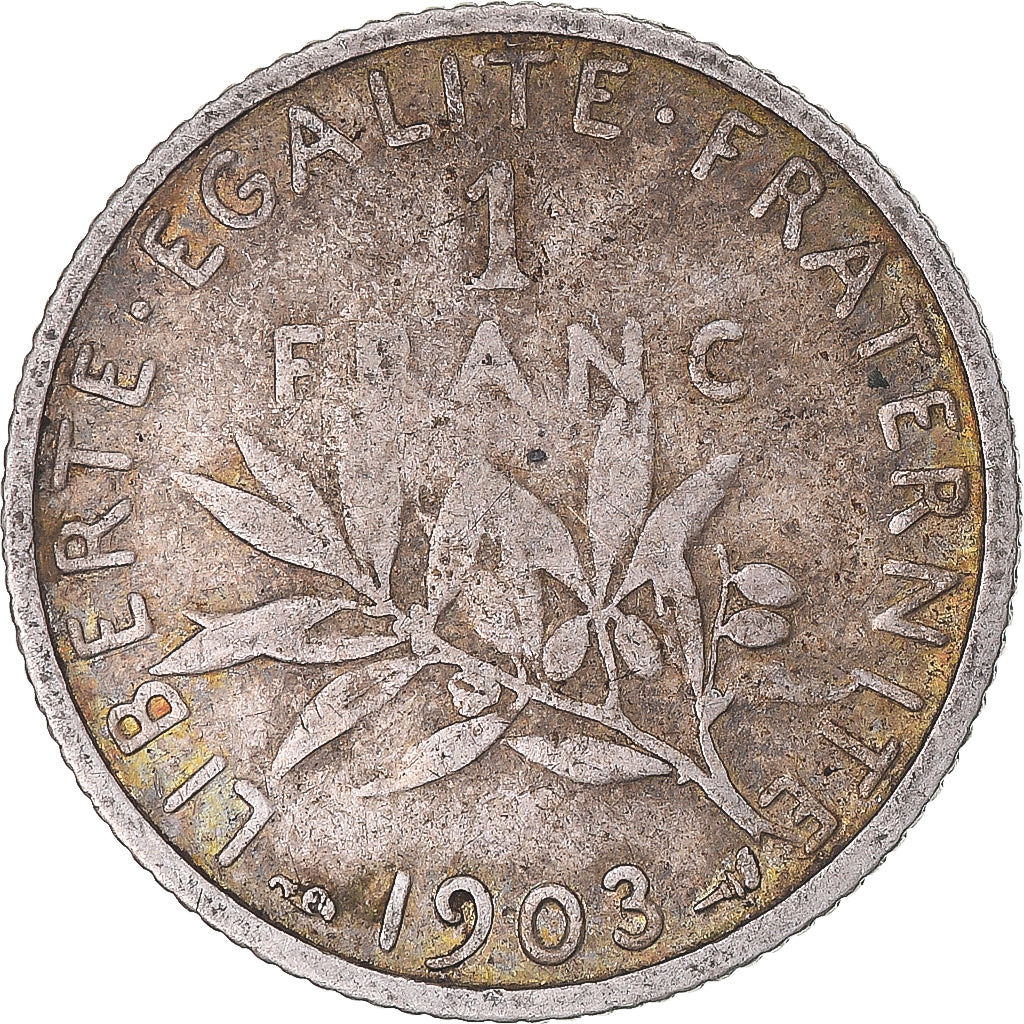 Coin, France, Semeuse, Franc, 1903, Paris, VF(20-25), Silver, KM:844.1