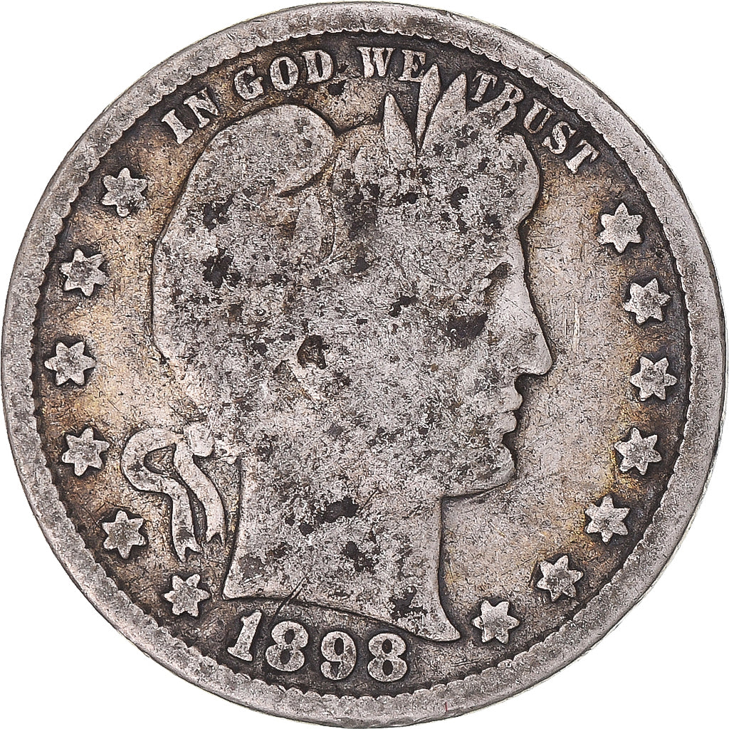 Coin, United States, Barber Quarter, Quarter, 1898, U.S. Mint, Philadelphia