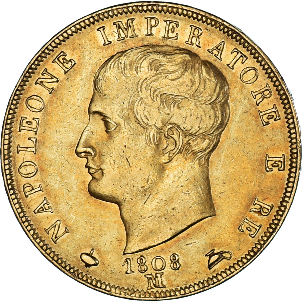 Moneta, STATI ITALIANI, KINGDOM OF NAPOLEON, Napoleon I, 40 Lire, 1808, Milan