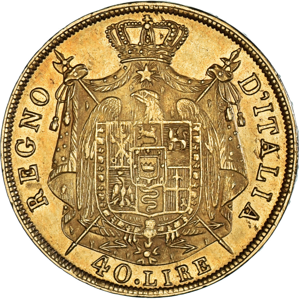 Moneta, STATI ITALIANI, KINGDOM OF NAPOLEON, Napoleon I, 40 Lire, 1808, Milan