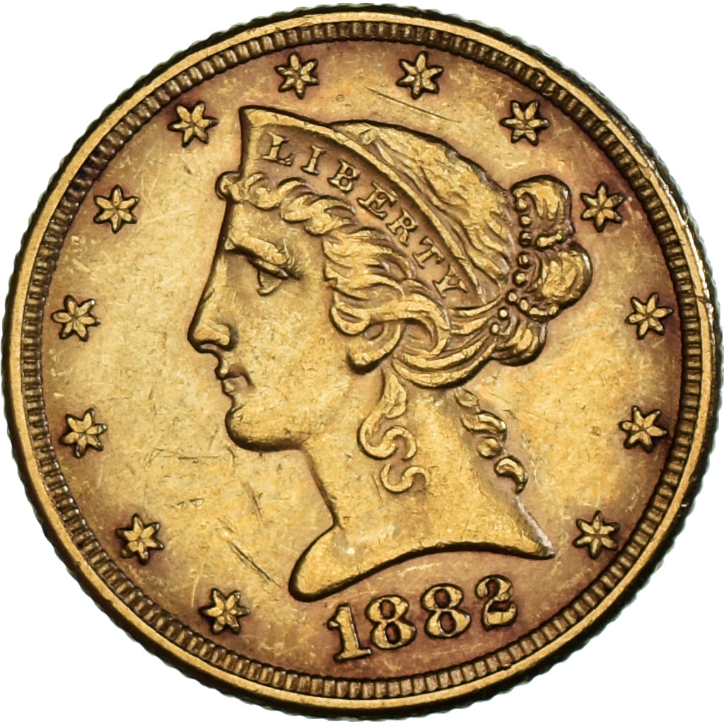 Coin, United States, Coronet Head, $5, Half Eagle, 1882, U.S. Mint