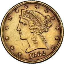 Coin, United States, Coronet Head, $5, Half Eagle, 1882, U.S. Mint