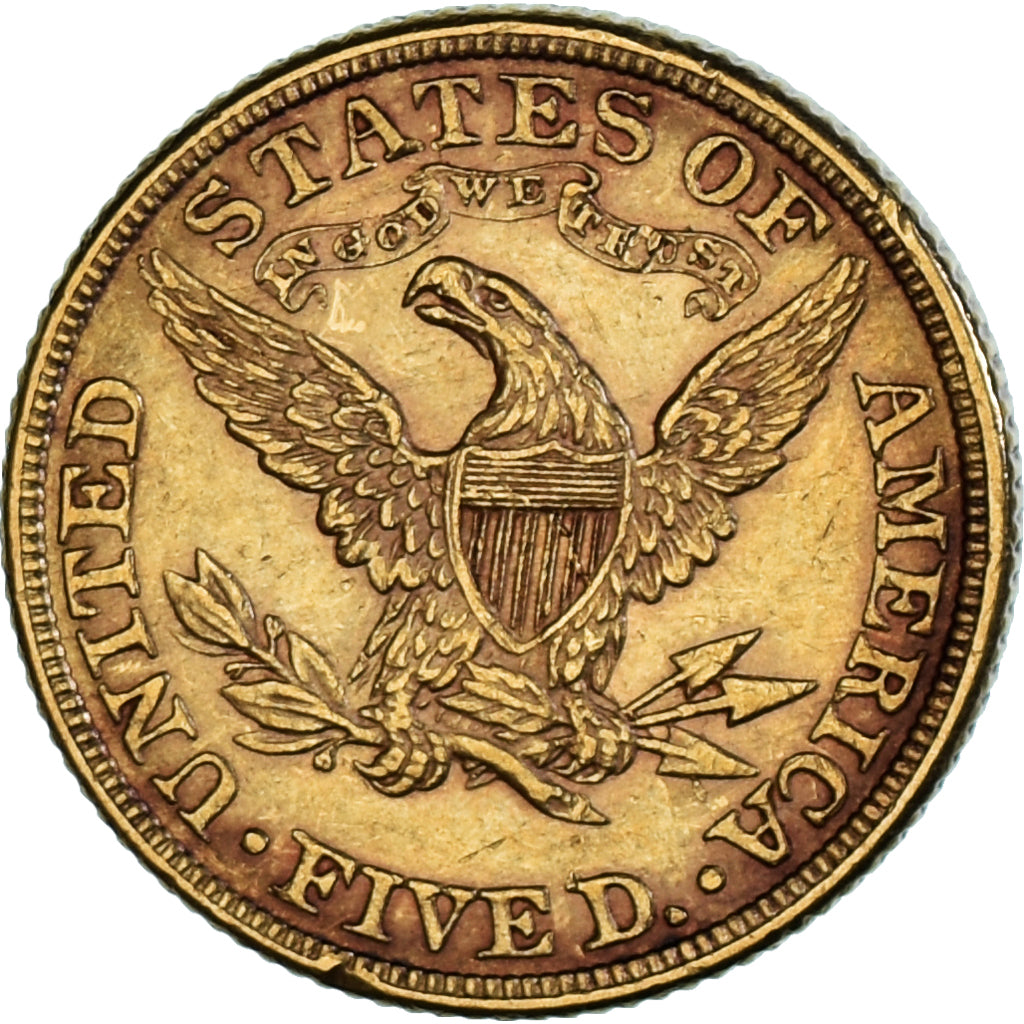 Coin, United States, Coronet Head, $5, Half Eagle, 1882, U.S. Mint