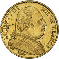 Moneta, Francia, Louis XVIII, 20 Francs, 1814, Paris, BB+, Oro, KM:706.1
