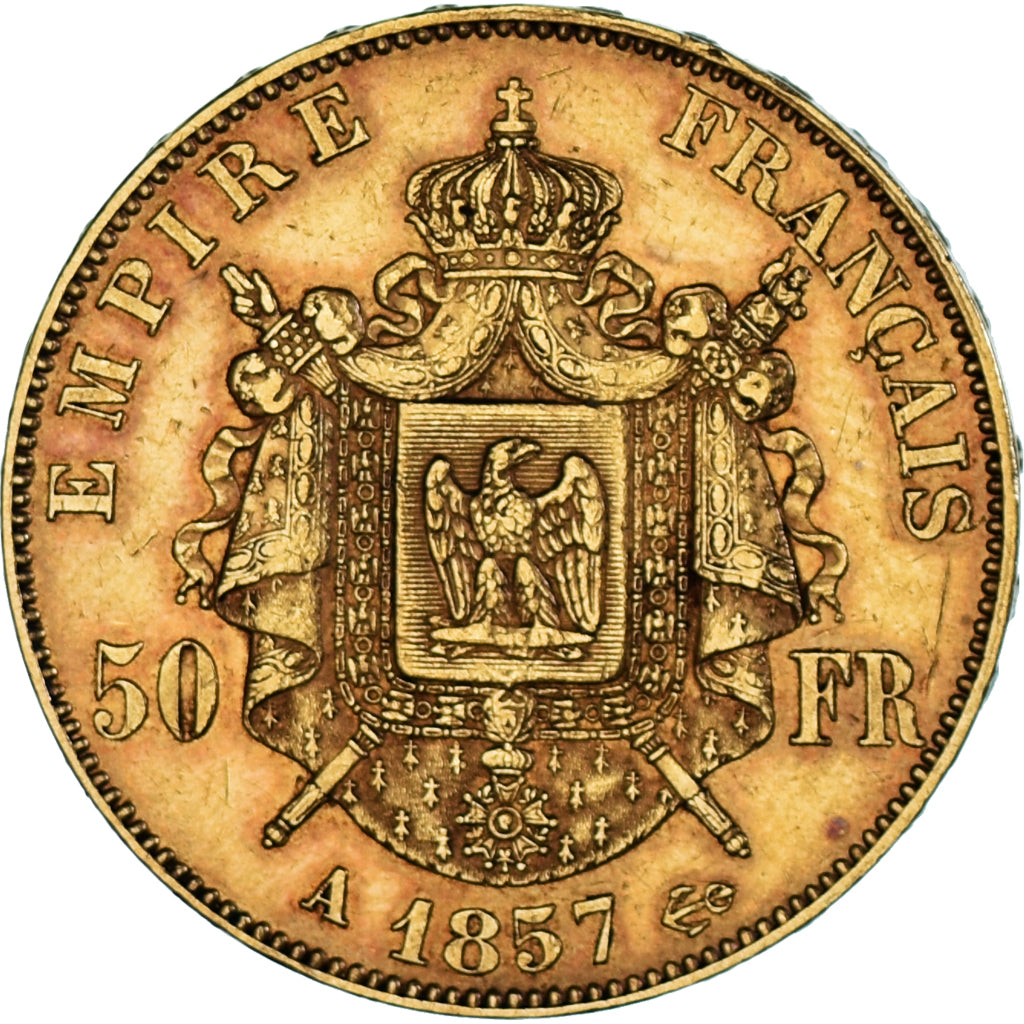 Coin, France, Napoleon III, 50 Francs, 1857, Paris, EF(40-45), Gold, KM:785.1