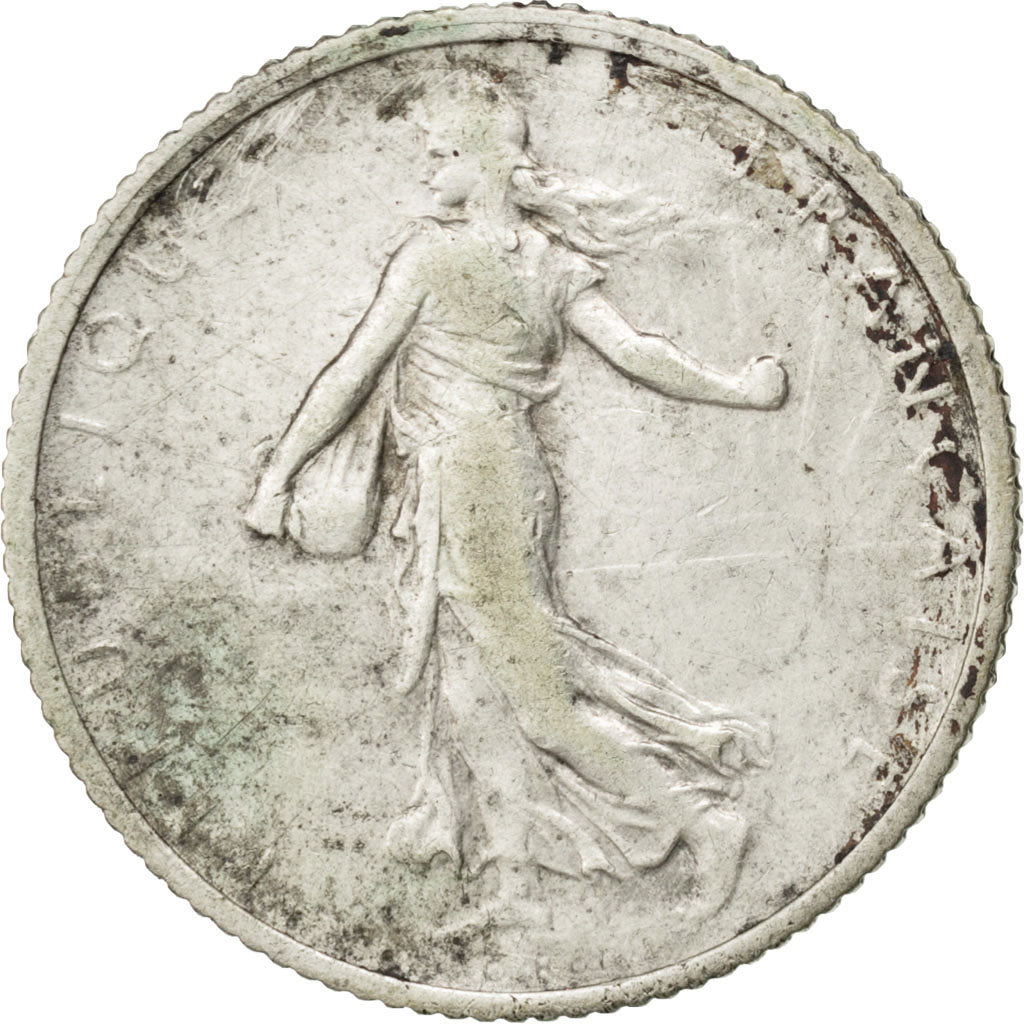 FRANCE, Semeuse, Franc, 1908, Paris, KM #844.1, EF(40-45), Silver, 23, Gadoury..