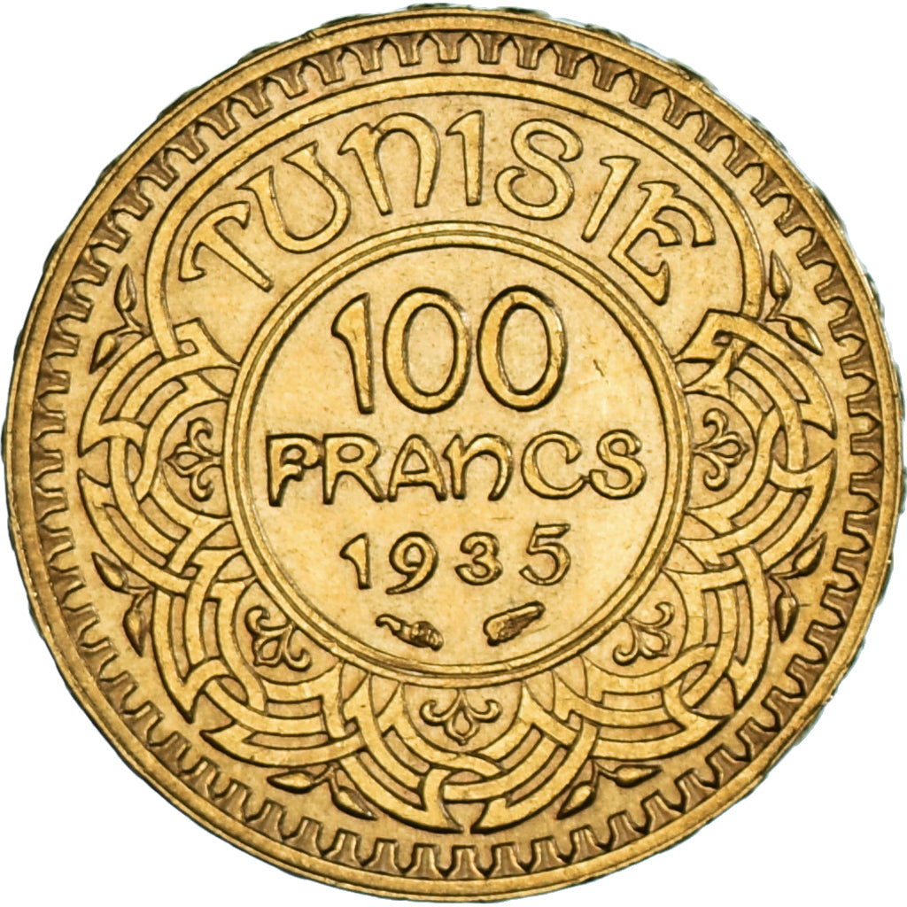 Münze, Tunesien, Ahmad Pasha Bey, 100 Francs, 1935, Paris, VZ, Gold, KM:257
