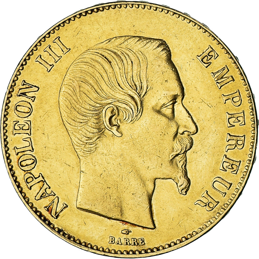 Coin, France, Napoleon III, 100 Francs, 1857, Paris, AU(50-53), Gold, KM:786.1