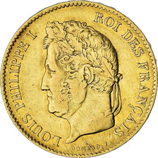 Moeda, França, Louis-Philippe, 40 Francs, 1834, Paris, AU(50-53), Dourado