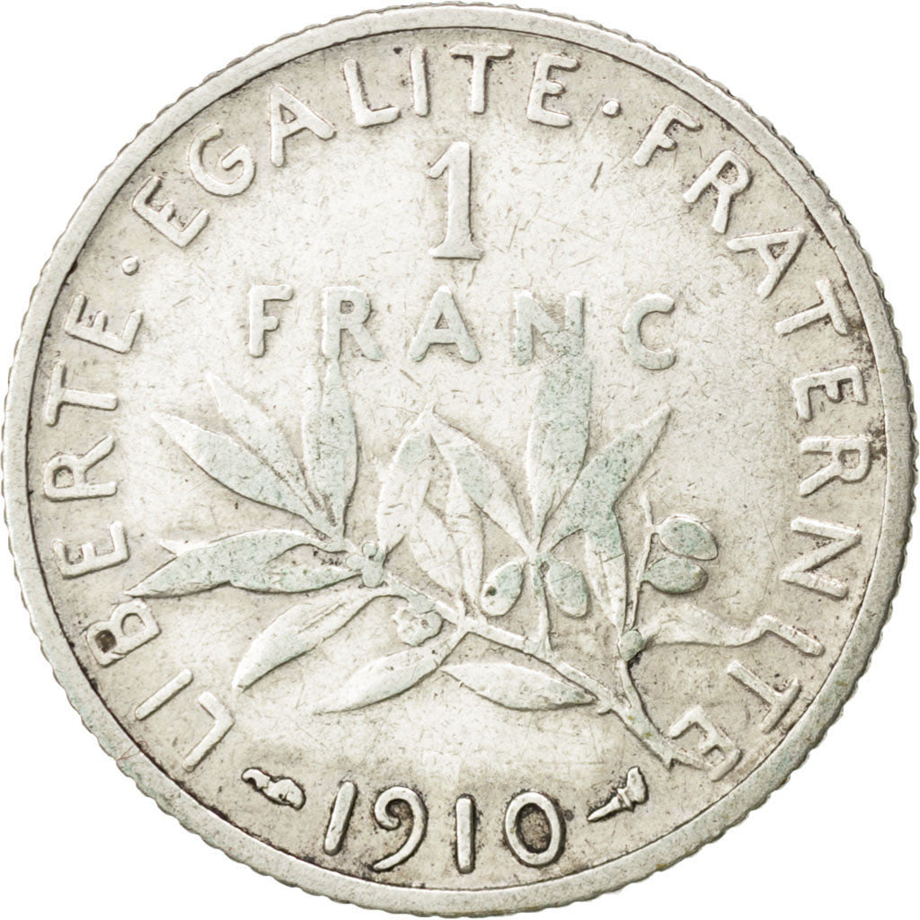 Coin, France, Semeuse, Franc, 1910, EF(40-45), Silver, KM:844.1, Gadoury:467