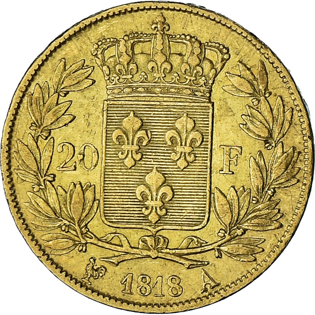 Moneta, Francia, Louis XVIII, 20 Francs, 1818, Paris, BB, Oro, KM:712.1