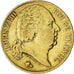 Francia, Louis XVIII, 20 Francs, 1819, Paris, BC+, Oro, KM:712.1
