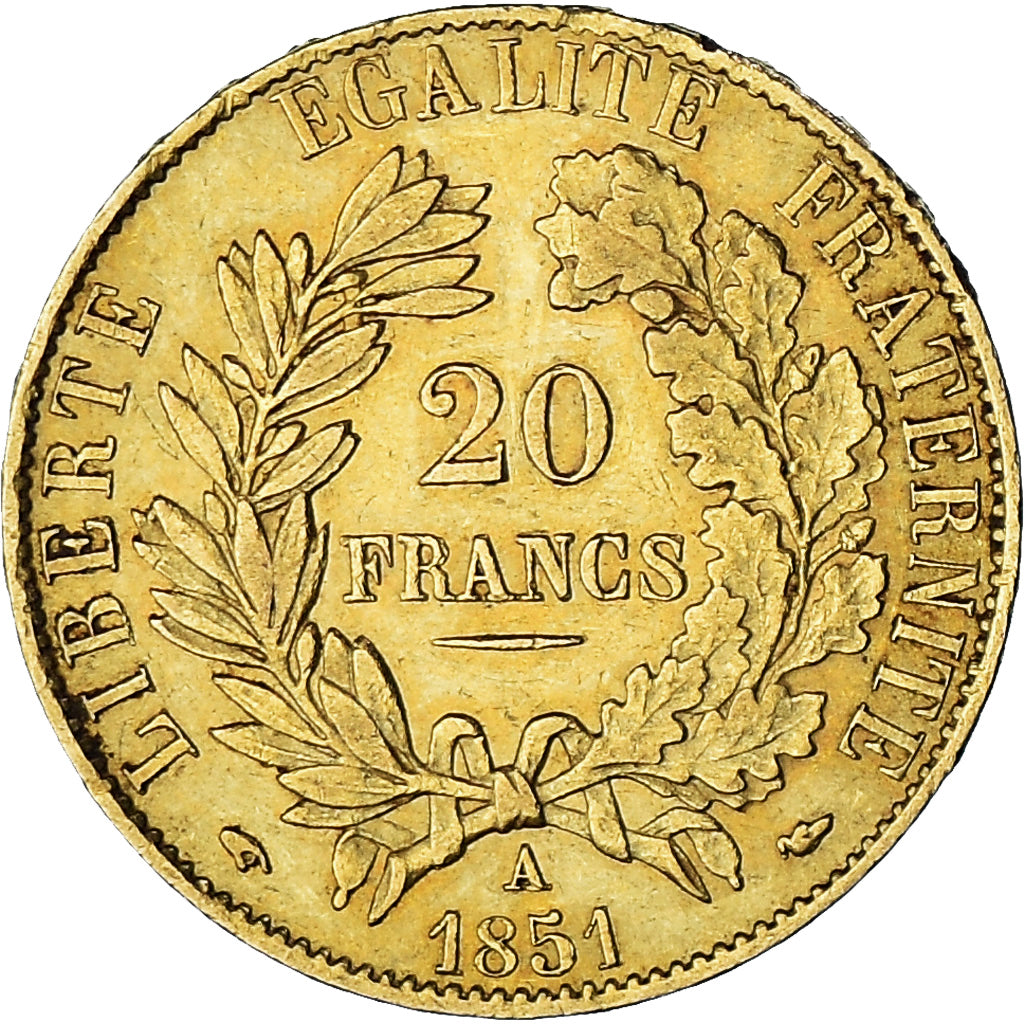 Coin, France, Cérès, 20 Francs, 1851, Paris, AU(50-53), Gold, KM:762