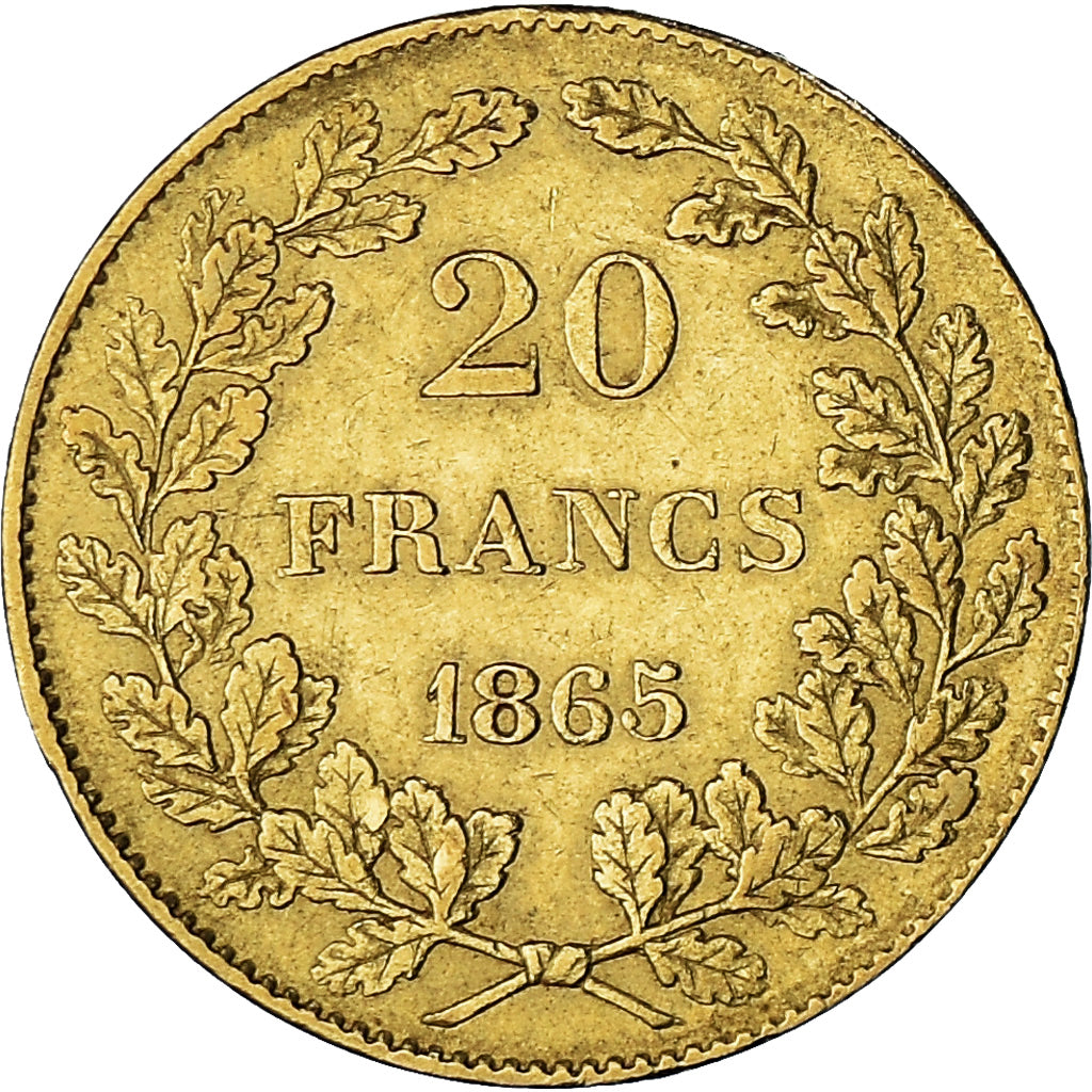 Münze, Belgien, Leopold I, 20 Francs, 20 Frank, 1865, SS+, Gold, KM:23