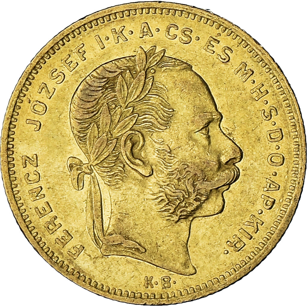 Coin, Hungary, Franz Joseph I, 8 Forint 20 Francs, 1874, Kremnitz, AU(50-53)