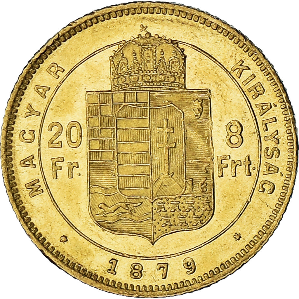 Coin, Hungary, Franz Joseph I, 8 Forint 20 Francs, 1879, Kremnitz, MS(60-62)