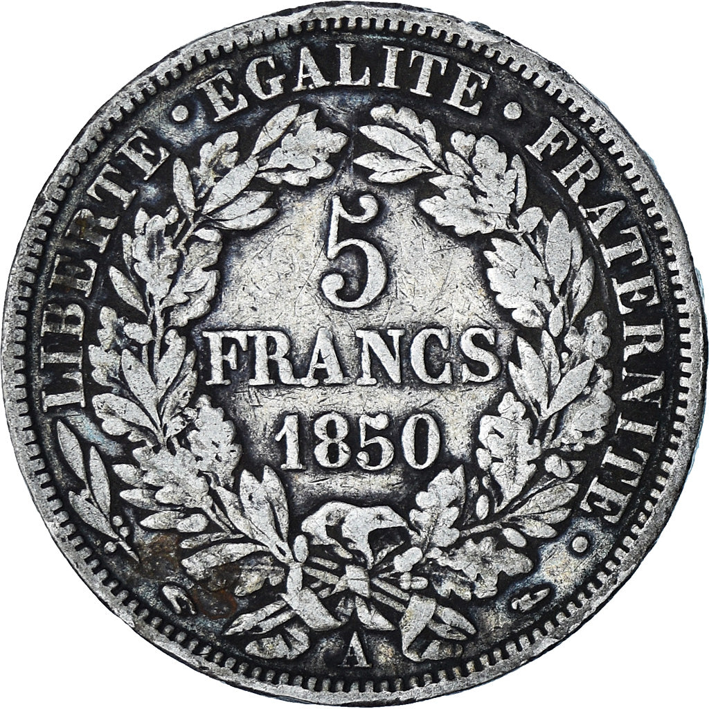 Monnaie, France, Cérès, 5 Francs, 1850, Paris, TB, Argent, Gadoury:719