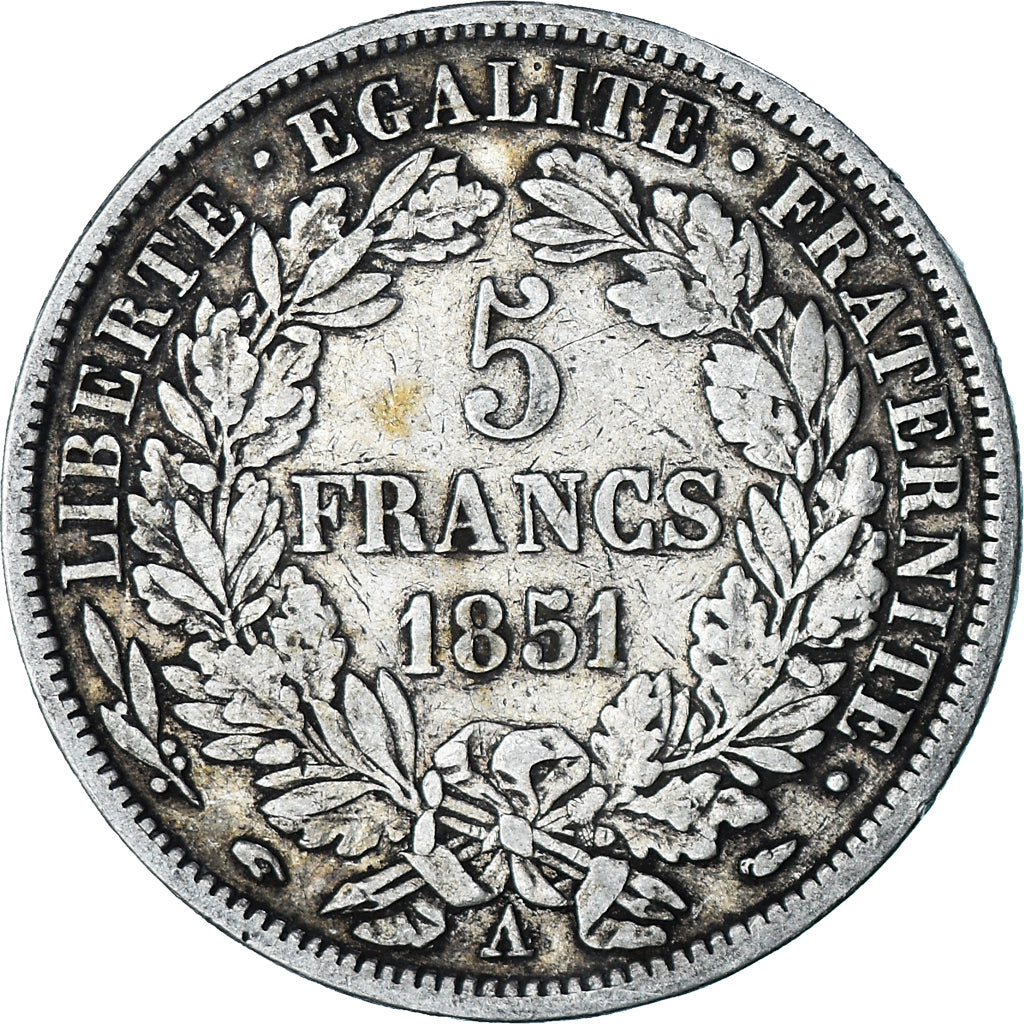 Coin, France, Cérès, 5 Francs, 1851, Paris, VF(30-35), Silver, KM:761.1