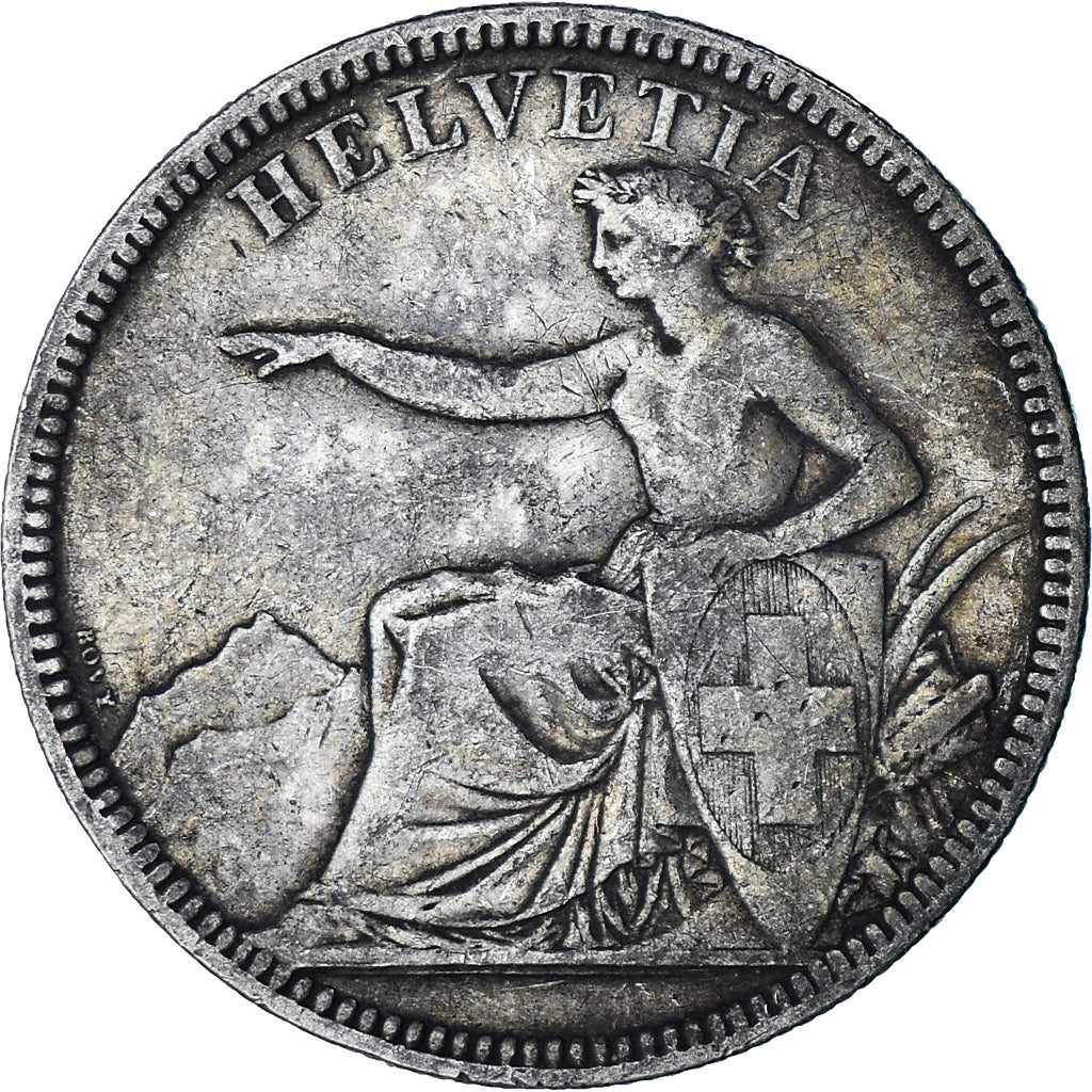 Coin, Switzerland, 5 Francs, 1874, Bruxelles, VF(30-35), Silver, KM:11