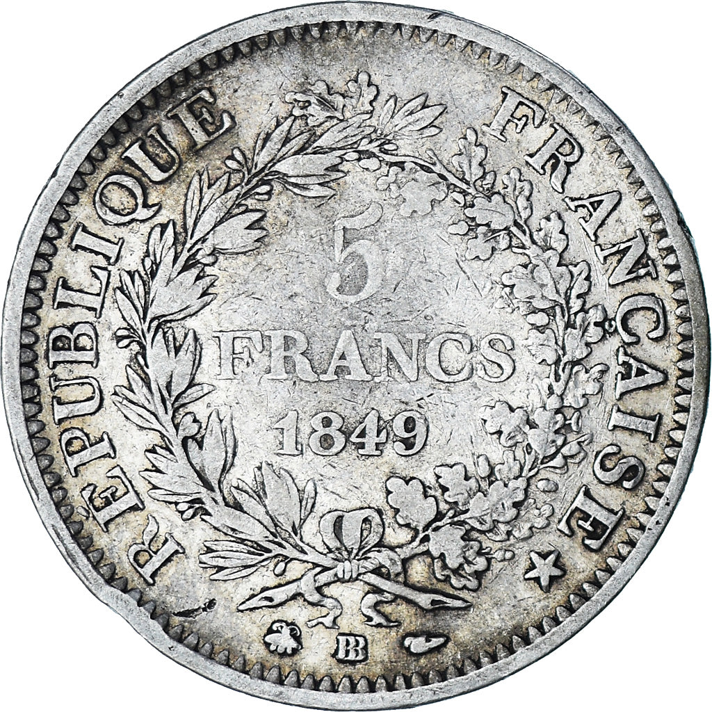 Coin, France, Hercule, 5 Francs, 1849, Strasbourg, VF(30-35), Silver, KM:756.2
