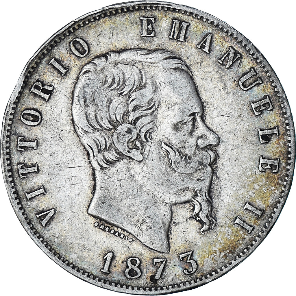 Coin, Italy, Vittorio Emanuele II, 5 Lire, 1873, Milan, VF(20-25), Silver