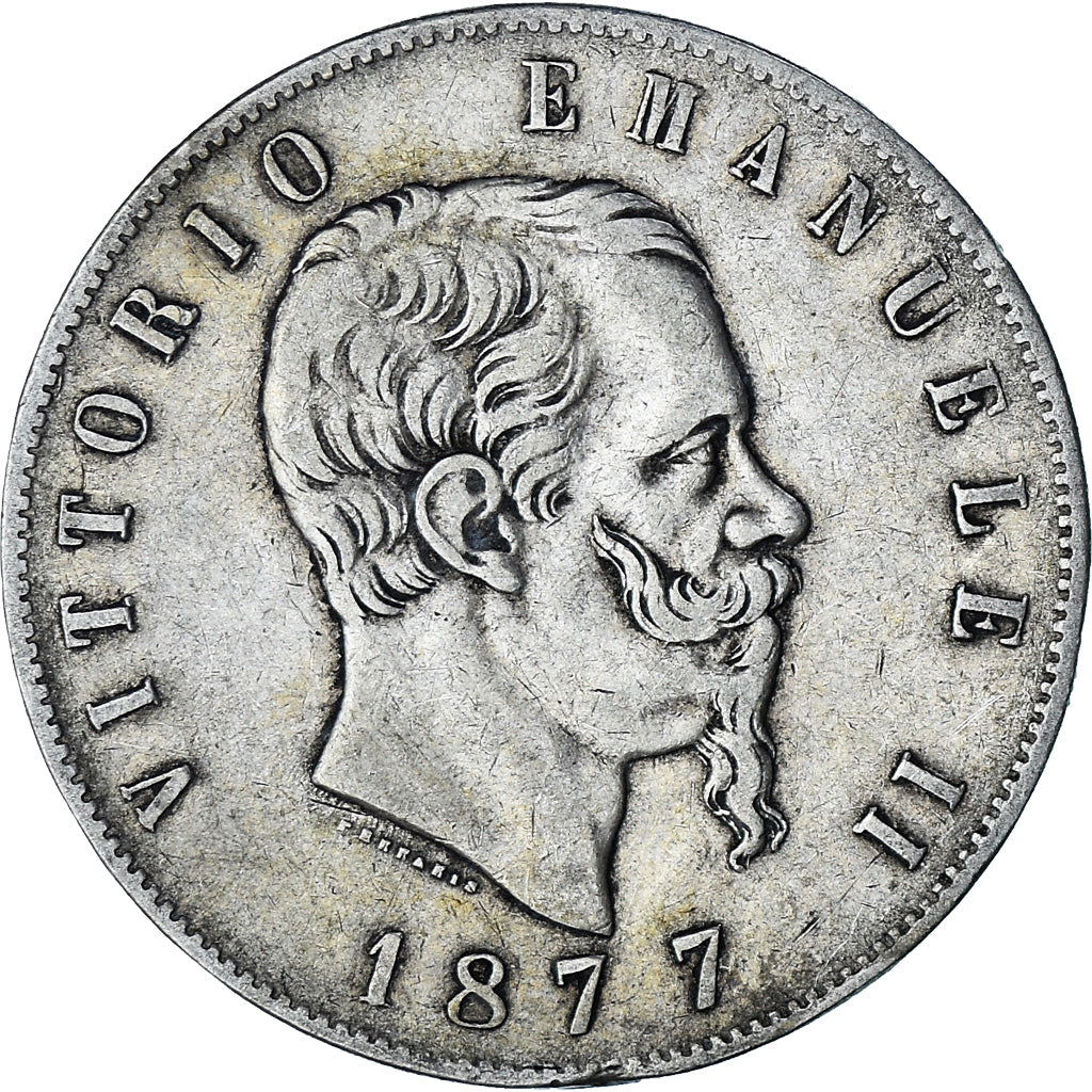 Monnaie, Italie, Vittorio Emanuele II, 5 Lire, 1877, Rome, TB, Argent, KM:8.4