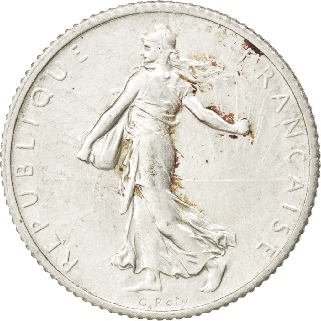 FRANCE, Semeuse, Franc, 1914, Paris, KM #844.1, AU(50-53), Silver, 23, Gadoury..