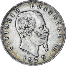 Monnaie, Italie, Vittorio Emanuele II, 5 Lire, 1877, Rome, TB+, Argent, KM:8.4