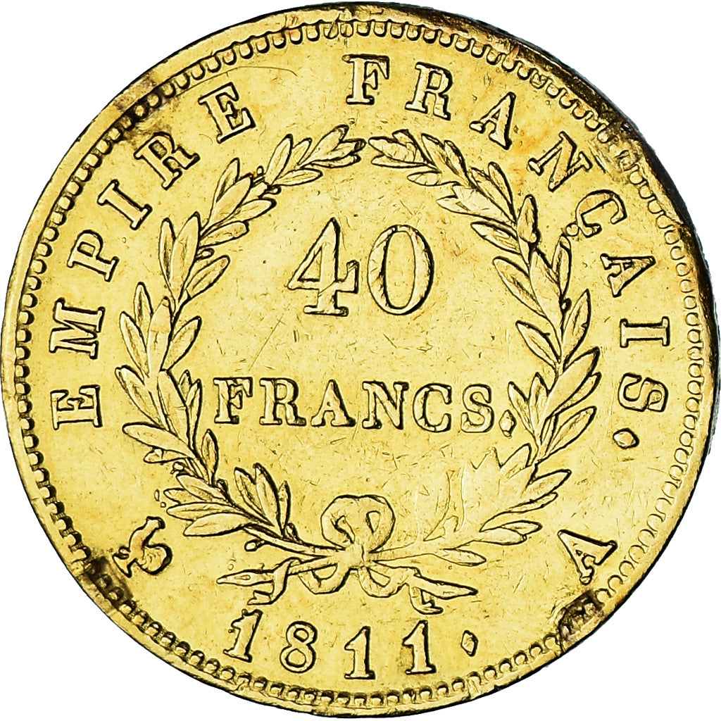 Moneta, Francja, Napoleon I, 40 Francs, 1811, Paris, EF(40-45), Złoto