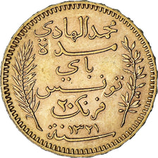 Monnaie, Tunisie, Muhammad al-Hadi Bey, 20 Francs, 1904, Paris, SUP, Or, KM:234