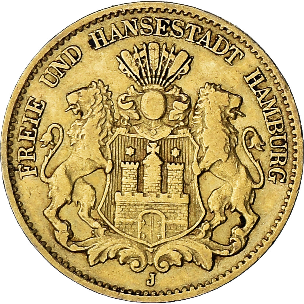 Coin, German States, HAMBURG, 10 Mark, 1875, Hambourg, EF(40-45), Gold, KM:600