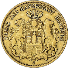 Coin, German States, HAMBURG, 10 Mark, 1875, Hambourg, EF(40-45), Gold, KM:600