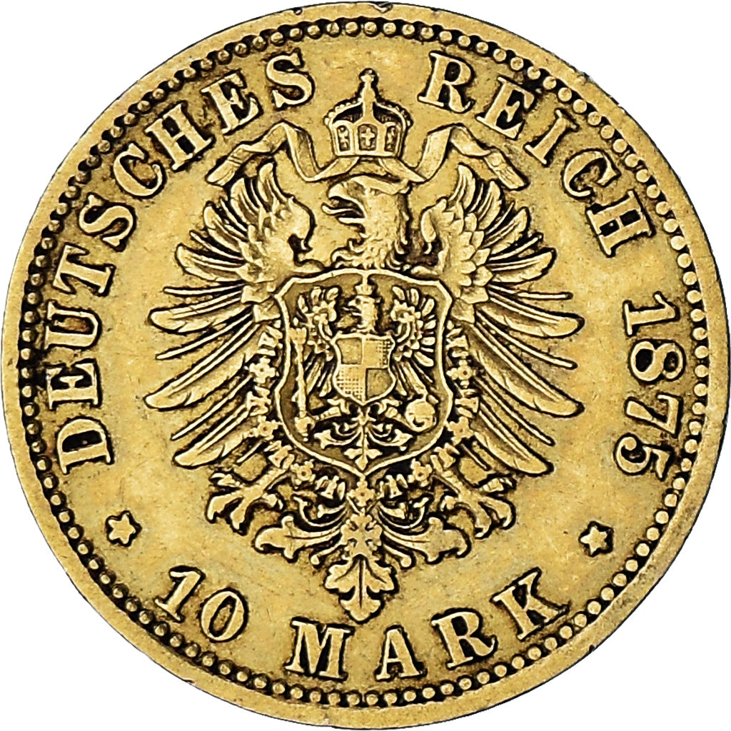 Coin, German States, HAMBURG, 10 Mark, 1875, Hambourg, EF(40-45), Gold, KM:600
