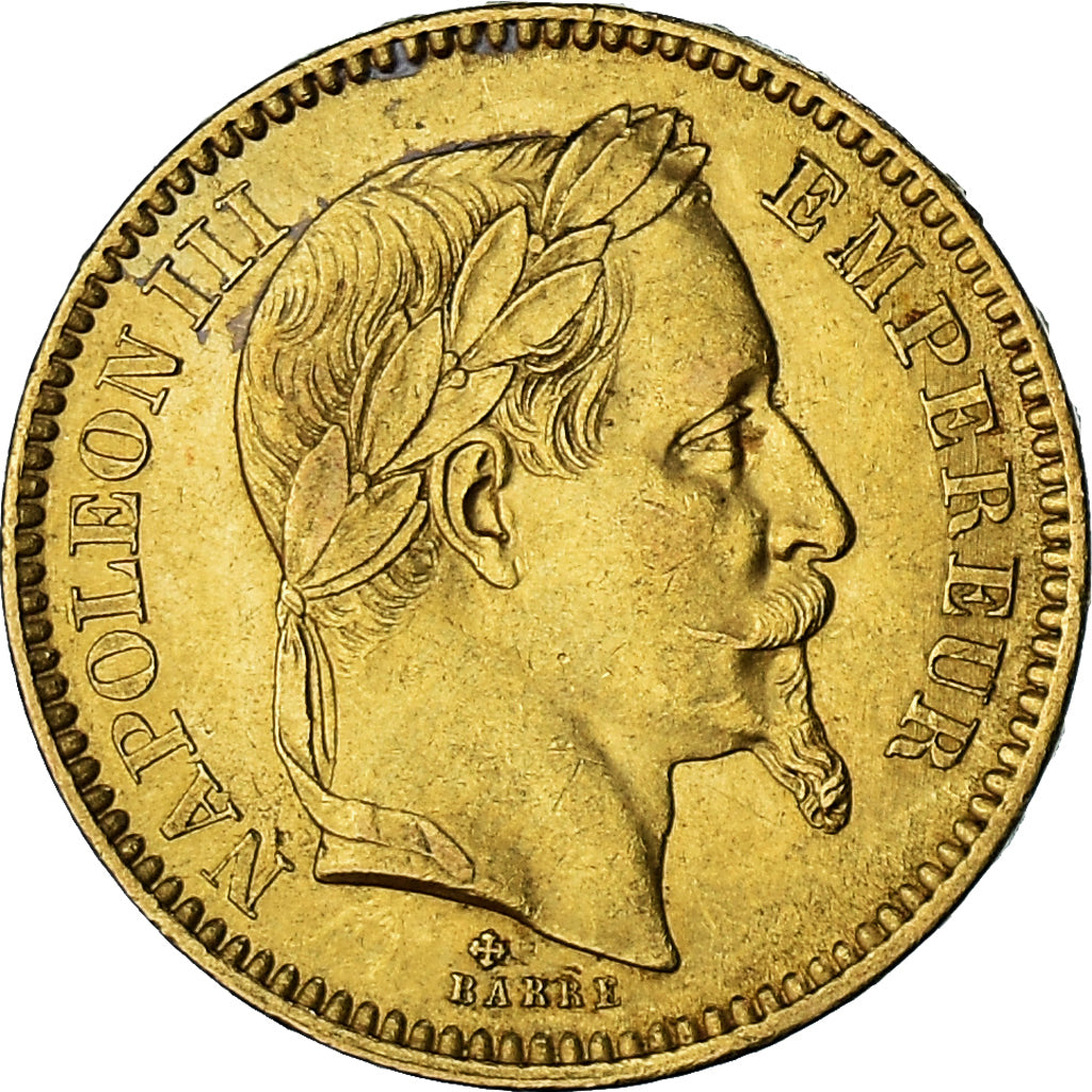 Moneda, Francia, Napoleon III, 20 Francs, 1864, Strasbourg, MBC+, Oro, KM:801.2