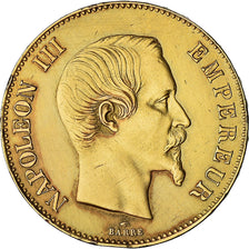 Moneda, Francia, Napoleon III, 100 Francs, 1858, Paris, MBC+, Oro, KM:786.1