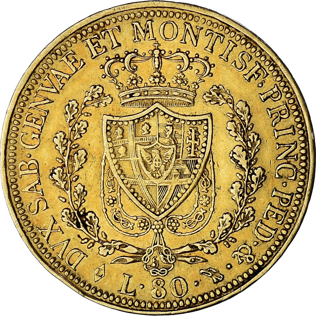 Coin, ITALIAN STATES, SARDINIA, Carlo Felice, 80 Lire, 1825, Torino, EF(40-45)