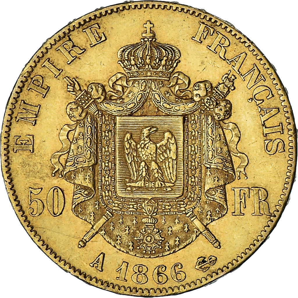 Münze, Frankreich, Napoleon III, 50 Francs, 1866, Paris, SS+, Gold, KM:804.1