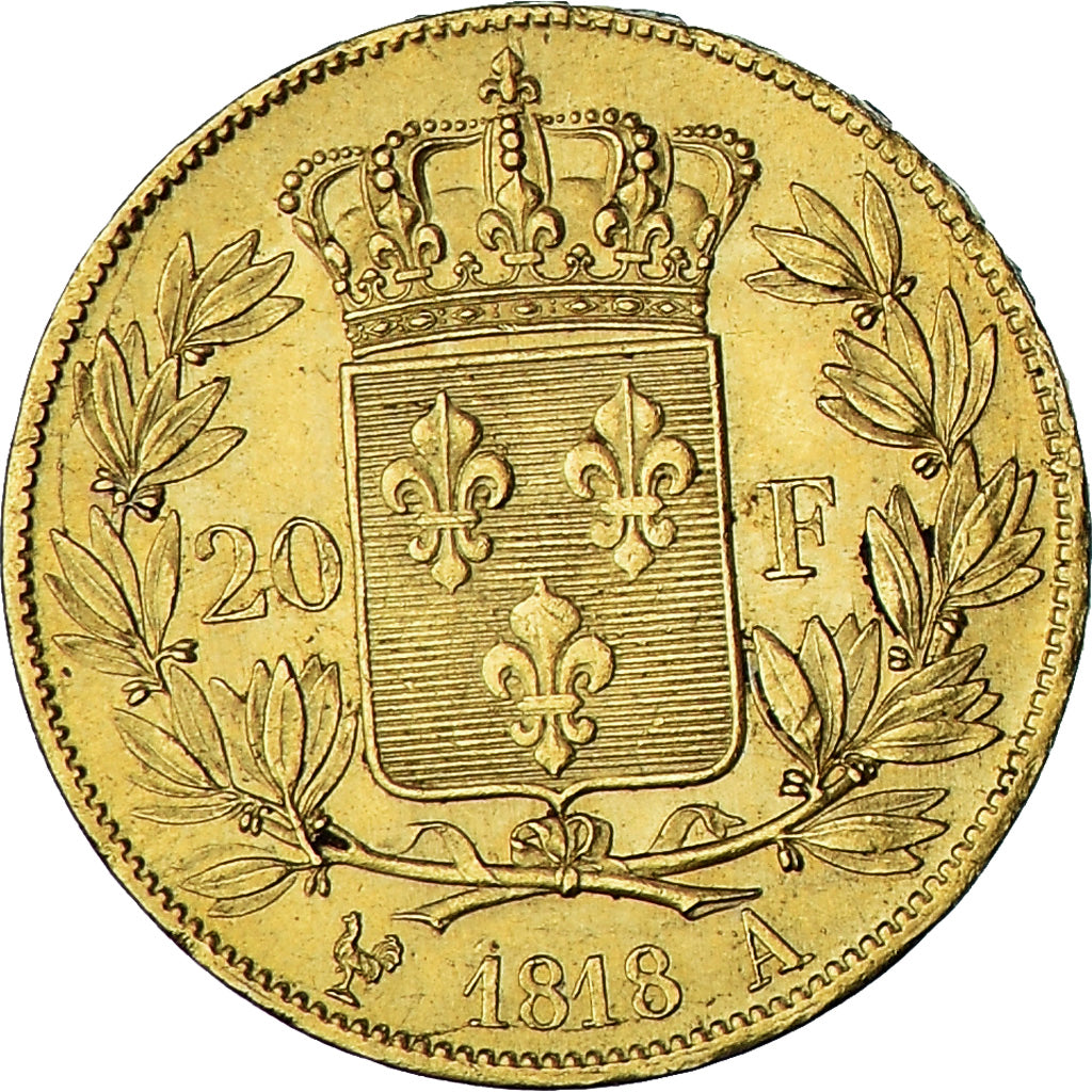 Munten, Frankrijk, Louis XVIII, 20 Francs, 1818, Paris, PR+, Goud, KM:712.1